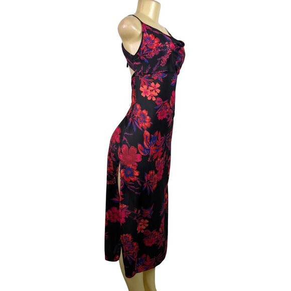Free People Womens Black Floral Midi Dress Sleeveless Lightweight Size 6 - Picture 2 of 12
